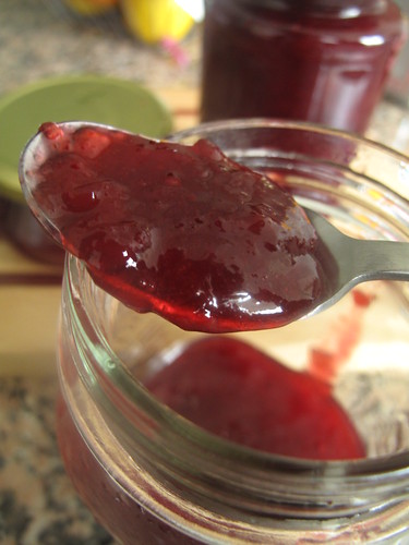 Spoon of plum jam