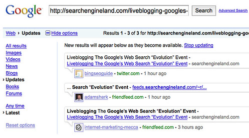 Google Real Time Search