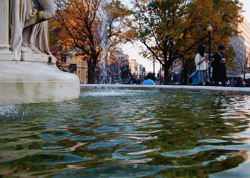 fountain in fall