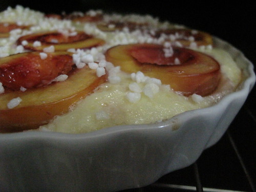 Peach clafoutis - in the oven