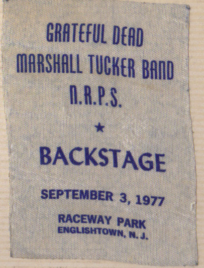 Backstage pass used by Steve Lubetkin at Grateful Dead concert, 9/3/1977