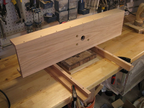 router flattener on rails over cutting board