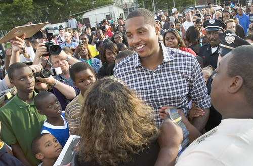 Carmelo Anthony visits the new Wilson Park Courts in Syracuses South Side Monday, Aug. 31.  -- Photo provided by Michael J. Okoniewski (for more photos, visit www.SyracusePhotographer.com)