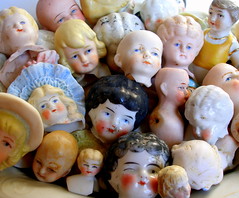 Bowl of Victorian/Edwardian doll heads