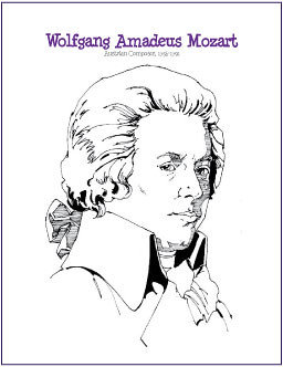 Wolfgang Amadeus Mozart (Composer) | Free Coloring Page