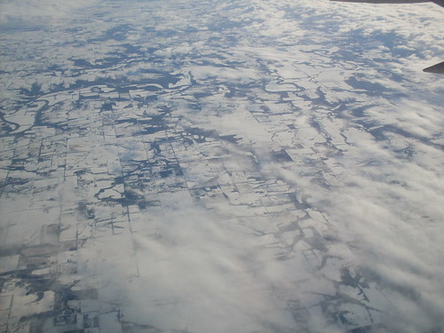 aerial view of snowfields