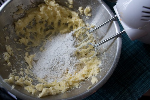 mixing butter with flour