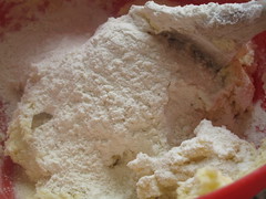 flour in sugar and butter mix
