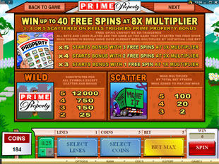 free Prime Property gamble bonus game