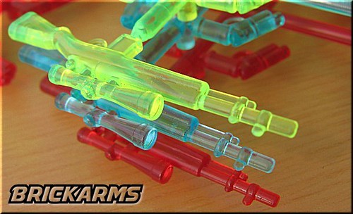 BrickArms custom minifig weapons in multi-colors