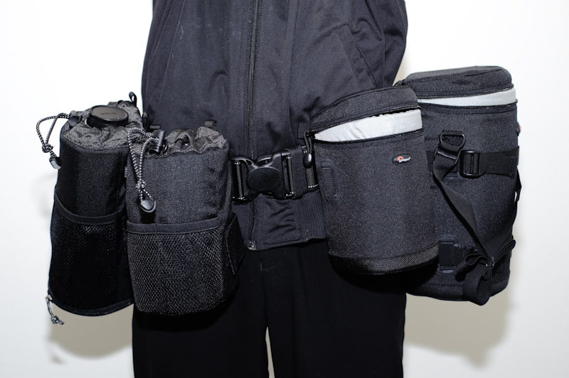 Think Tank Lens Changers and Lowepro Len Cases on pro speed belt