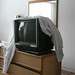 Zenith color TV on locking stand