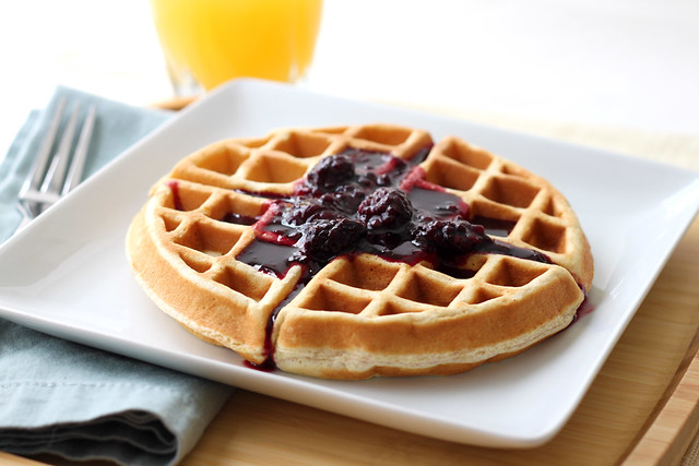 Heart Healthy Waffles with Blackberry Syrup