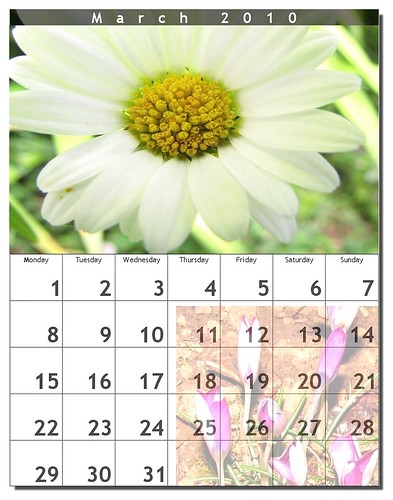 (refreshed) Kalender März 2010 , March 2010