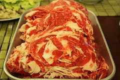 Shabu shabu at home - thinly sliced fatty beef