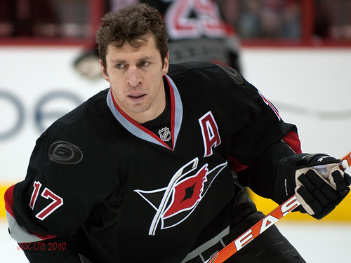 photo via LTD. Rod Brind`Amour wears the A, during a game in Raleigh, ...