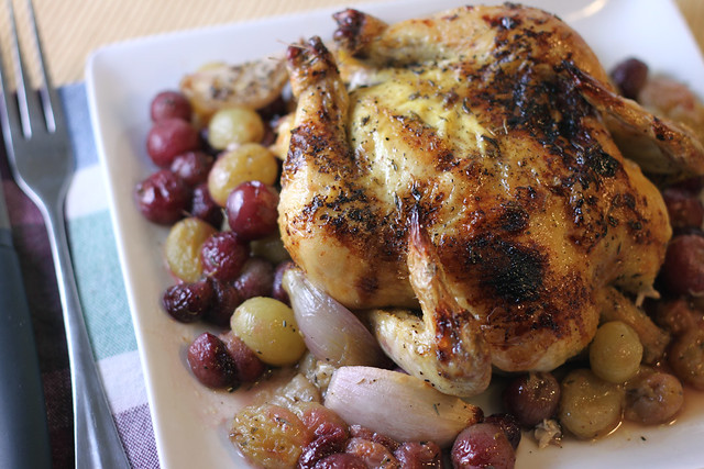 Roasted Cornish Hen with Grapes