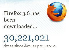 Firefox 3.6 downloads: >30mil