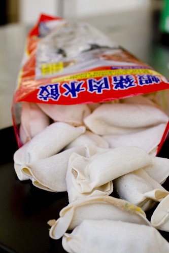pour out bag of frozen dumplings 8