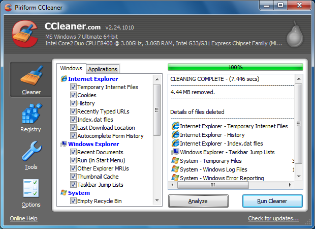 System temp. CCLEANER для Windows 7 32 bit. Как очистить подсистему. Как чистить файловую систему. Очистка оперативной системы.