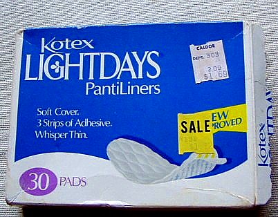 1977 Kotex Lightdays Pantiliners
