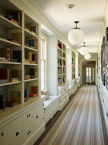 Gambrel bookcase hallway