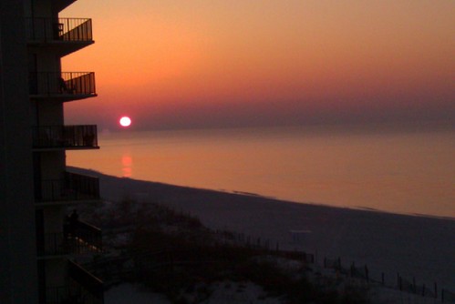 Orange beach sunrise
