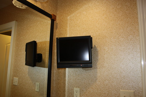 There was a TV ... IN THE BATHROOM. I know, kids. Im scared, too. 