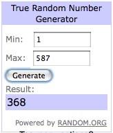 The winning entry decided by random.org