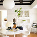 Modern white dining room: Saarinen Tulip table + chairs