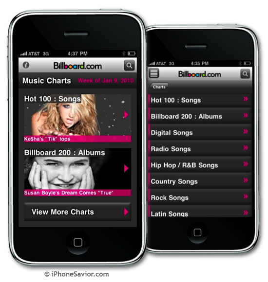 Billboard Charts iPhone App