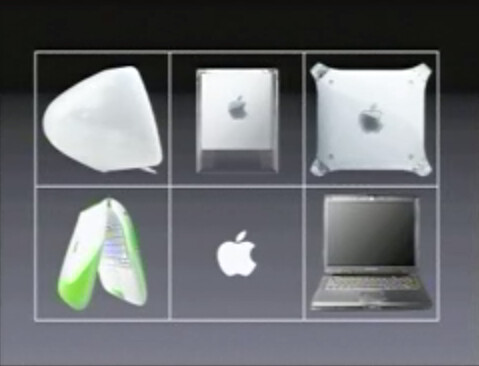 Product grid with G4 Cube - Apple Expo Paris 2000