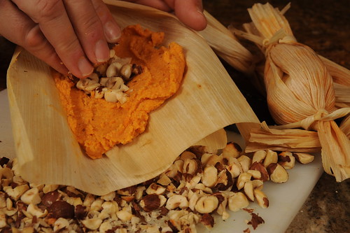 Sweet Potato Tamales with Nut Filling