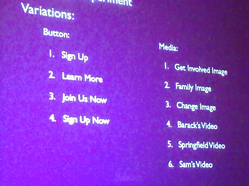 slide from Dan Siroker's keynote presentation at SES Chicago 2009