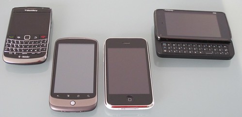 Bold 9700, Nexus One, iPhone 3G, Nokia N900