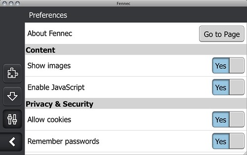 Fennec 1.0rc3 - preferences
