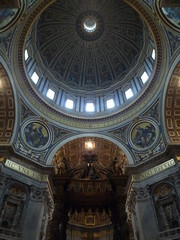 Bernini's Baldacchino (partial) under Michelangelo's Dome, St. Peter's Basilica