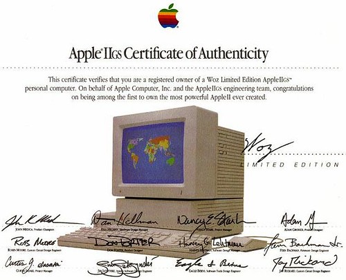 AppleIIgs Woz certificate