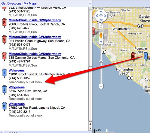 Google Flu Shot Locator