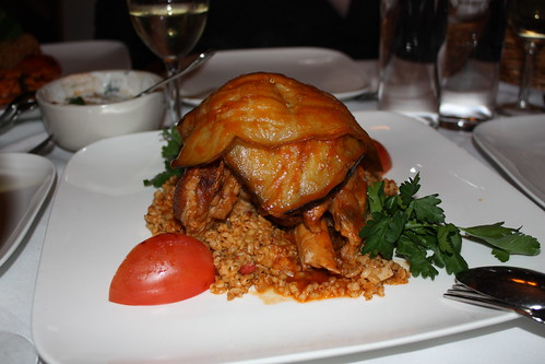 Lamb wrapped in eggplant, $18.