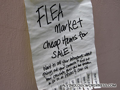 Announcement for upcoming flea market
