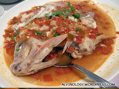 Steamed tilapia fish with chili sauce