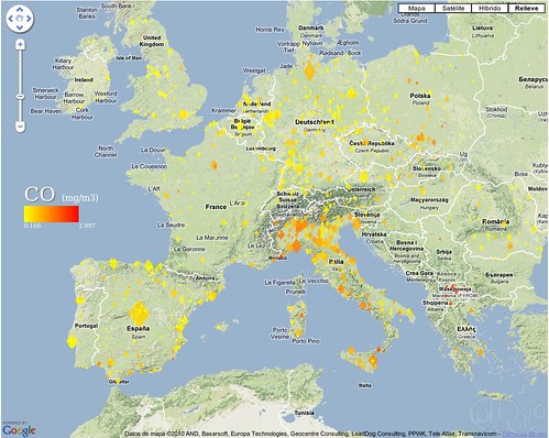 Europa - Niveles medios de monóxido carbónico (CO)