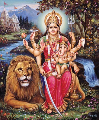 Durga Maa and Bal Ganesha