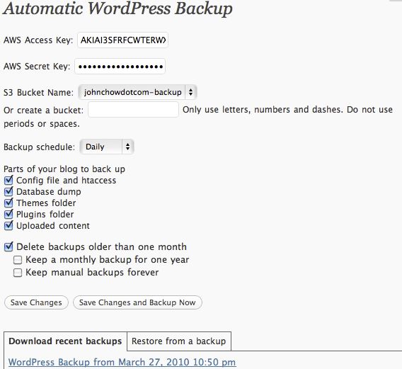 Automatic WordPress Backup Plugin