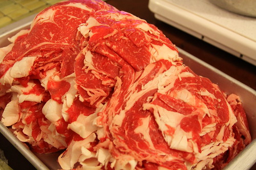 Shabu shabu at home - thinly sliced fatty beef