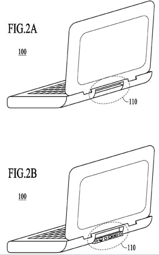 Macbook Netbook Apple patent usb lan rj-45 ports at the back