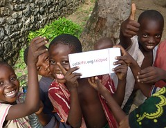 Children with AidPod in Tanzania