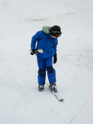H demonstrates mono-skiing