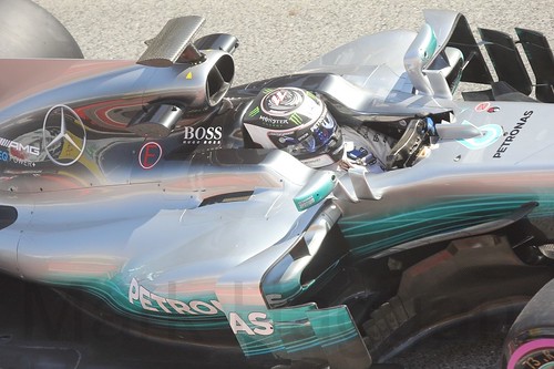 Valtteri Bottas in his Mercedes in Formula One Winter Testing 2017